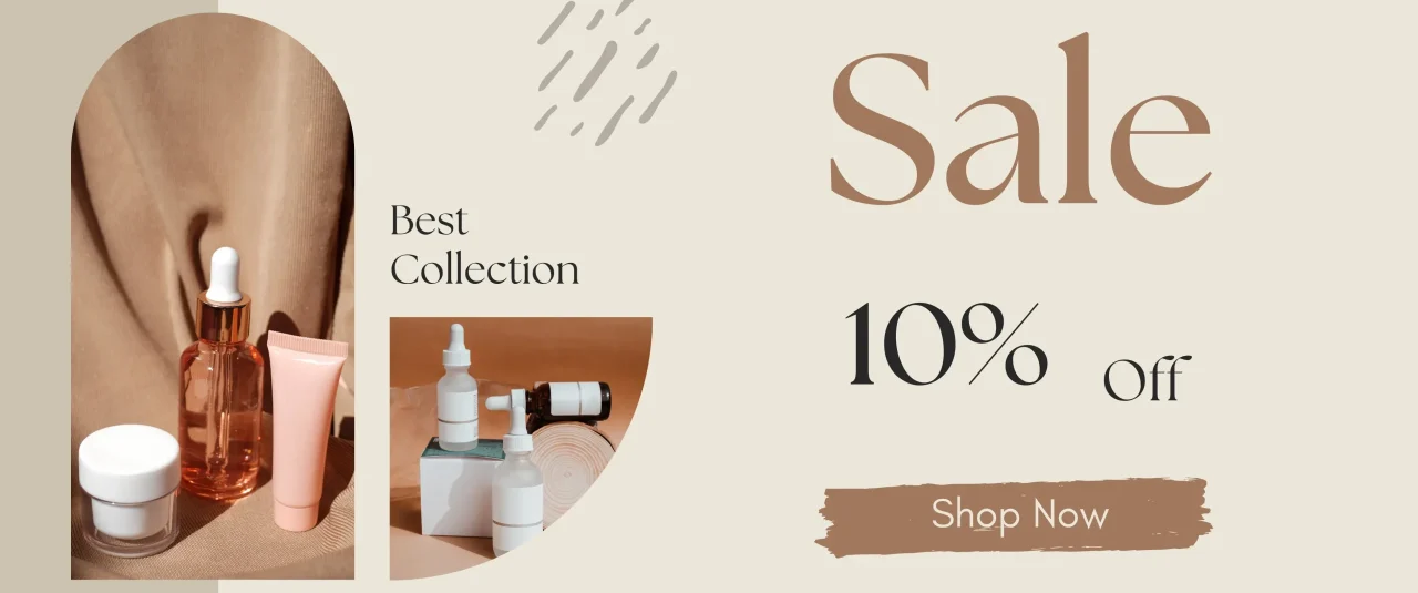 Beige and Brown Elegant Aesthetic Skin Care Sale Banner